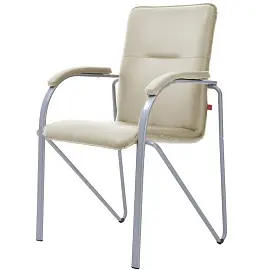 Конференц-кресло Samba Silver светло-бежевое (искусственная кожа, металл серебрянный)