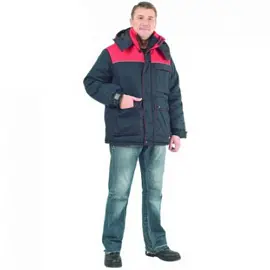 Куртка рабочая зимняя мужская з08-КУ с синяя/красная (размер 64-66, рост 182-188)