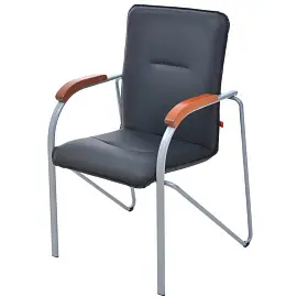 Конференц-кресло Samba silver черное/вишня (искусственная кожа, металл серебряный)