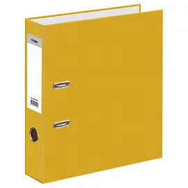 Папка-регистратор СТАММ, 70мм, бумвинил, с карманом на корешке, желтая