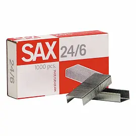 Скобы для степлера №24/6 Sax оцинкованные (1000 штук в упаковке)