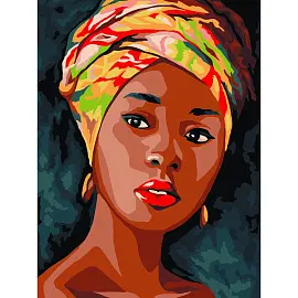 Картина по номерам на холсте ТРИ СОВЫ "Африканская женщина", 30*40, с акриловыми красками и кистями