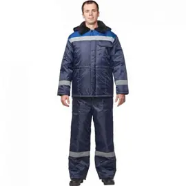 Куртка рабочая зимняя мужская з32-КУ с СОП синяя/васильковая из ткани оксфорд (размер 44-46, рост 182-188)