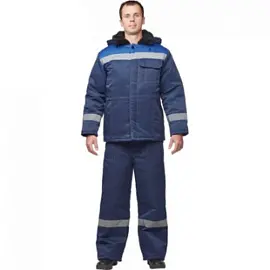 Куртка рабочая зимняя мужская з32-КУ с СОП синяя/васильковая из смесовой ткани (размер 48-50, рост 158-164)