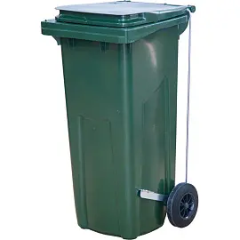 Контейнер-бак мусорный 120 л пластиковый на 2-х колесах с крышкой зеленый