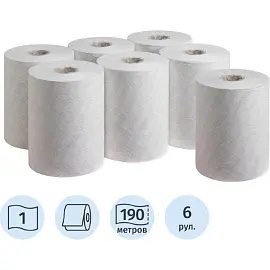 Полотенца бумажные в рулонах Scott Essential Slimroll 1-слойные белые 6 рулонов по 190 метров (артикул производителя 6695)
