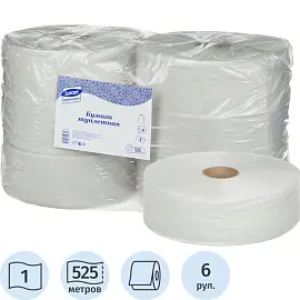 Бумага туалетная в рулонах Luscan Professional 1-слойные 6 рулонов по 525 метров