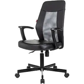 Кресло офисное Easy Chair 225 серое/черное (искусственная кожа/сетка, металл)
