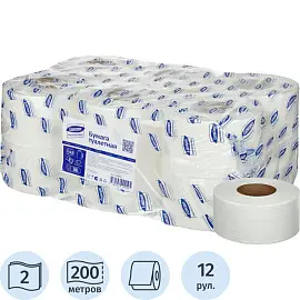 Бумага туалетная в рулонах Luscan Professional 2-слойная 12 рулонов по 200 метров