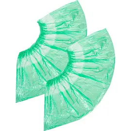 Бахилы одноразовые полиэтиленовые EleGreen 3.5 г зеленые (с двойной резинкой, 50 пар в упаковке)