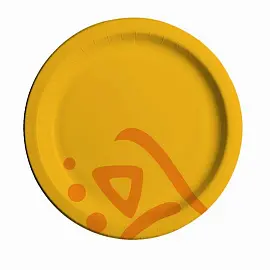 Тарелка одноразовая бумажная 230 мм желтая 50 штук в упаковке Сканди Пакк
