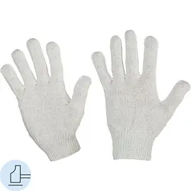 Перчатки рабочие защитные эконом трикотажные белые (4 нити, 10 класс, универсальный размер, 300 пар в упаковке)