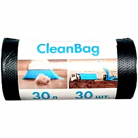 Мешки для мусора 30л КБ "CleanBag" ПНД, 48*55см, 12мкм, 30шт., черные, в рулоне