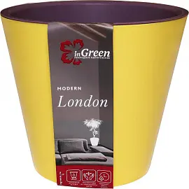 Горшок для цветов InGreen London 5 л желтый/фиолетовый (23х20.8 см)
