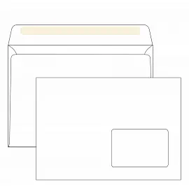 Конверт Packpost С5 80 г/кв.м белый декстрин с правым окном (1000 штук в упаковке)