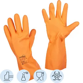 Перчатки КЩС латексные Manipula Specialist Цетра L-F-04/СG-971 оранжевые (размер 7, S)