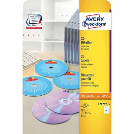 Этикетки для дисков Avery Zweckform L7676-25 белые матовые (внутренний диаметр 17 мм, 50 штук в упаковке)