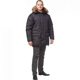 Куртка рабочая зимняя мужская Аляска черная (размер 48-50, рост 170-176)