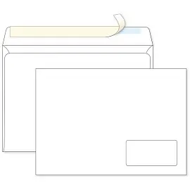 Конверт Ecopost C4 90 г/кв.м белый стрип с правым окном (250 штук в упаковке)