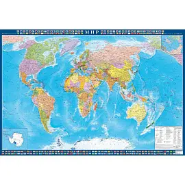 Настенная карта Мира политическая 1:22 000 000 с флагами