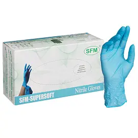 Перчатки медицинские смотровые нитриловые SFМ нестерильные неопудренные размер M (7-8) голубые (100 пар/200 штук в упаковке)