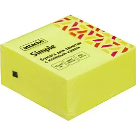 Стикеры Attache Simple 76х76 мм неоновые желтые (1 блок на 400 листов)