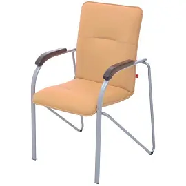 Конференц-кресло Samba silver бежевый/орех (искусственная кожа, металл серебрянный)