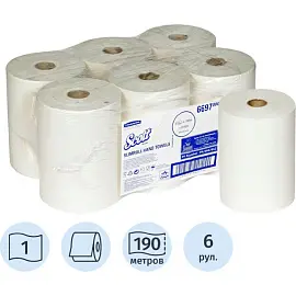 Полотенца бумажные в рулонах KIMBERLY-CLARK Scott Slimroll 1-слойные 6 рулонов по 190 метров (артикул производителя 6697)