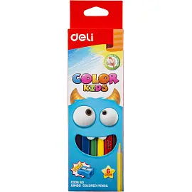 Карандаши цветные Deli Color Kids Jumbo 6 цветов трехгранные с точилкой (EC00660)