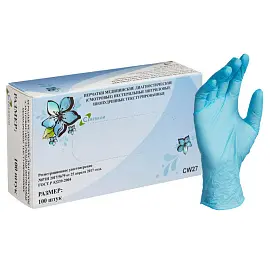 Перчатки медицинские смотровые нитриловые Cerebrum CW27 текстурированные нестерильные неопудренные размер XL (9-10) голубые (50 пар/100 штук в упаковк