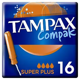 Тампоны с аппликатором Tampax Compak Super Plus Duo (16 штук в упаковке)
