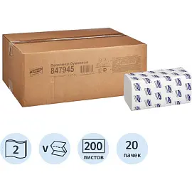 Полотенца бумажные листовые Luscan Professional 847945 V-сложения 2-слойные 20 пачек по 200 листов