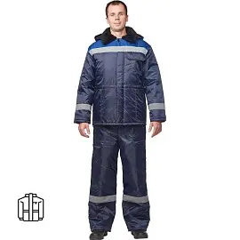 Куртка рабочая зимняя мужская з32-КУ с СОП синяя/васильковая из ткани оксфорд (размер 44-46, рост 158-164)
