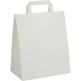 Крафт-пакет бумажный белый с плоскими ручками 24x14х28 см 80 г/кв.м био (300 штук в упаковке)