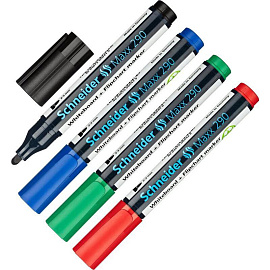 Набор маркеров для белых досок SCHNEIDER Maxx 290 набор 4 цвета (толщина линии 2-3 мм) круглый наконечник