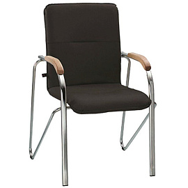Конференц-кресло Samba черная/вишня (искусственная кожа, металл хромированный)