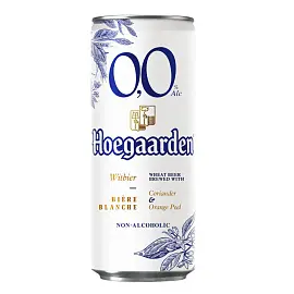 Пиво безалкогольное Hoegaarden светлое нефильтрованное банка 0.33 л