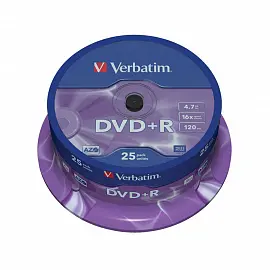 Диск DVD+R Verbatim 4.7 ГБ 16x cake box 43500 (25 штук в упаковке)