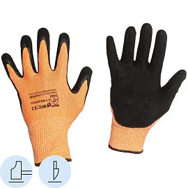 Перчатки Scaffa Рубеж Нит Е DY1350S-OR/BLK для защиты от порезов с нитриловым покрытием (класс 13, размер 8, M)