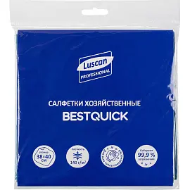 Салфетки хозяйственные Luscan Professional BESTQUICK микроволокно 38х40 см 140 г/кв.м синие 5 штук в упаковке