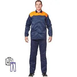 Костюм рабочий летний мужской л16-КБР синий/оранжевый (размер 52-54, рост 170-176)