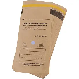 Пакет для стерилизации Террамед 100 x 250 мм самоклеящийся (100 штук в упаковке)
