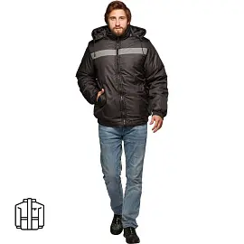 Куртка рабочая зимняя (куртка-бомбер) мужская с СОП черная (размер 44-46, рост 182-188)