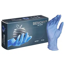Перчатки медицинские смотровые нитриловые Benovy нестерильные неопудренные размер M (7-8) в ассортименте (100 штук в упаковке)