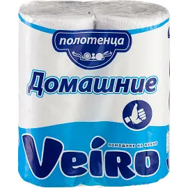 Полотенца бумажные Veiro Домашние 2-слойные белые 2 рулона по 12.5 метров