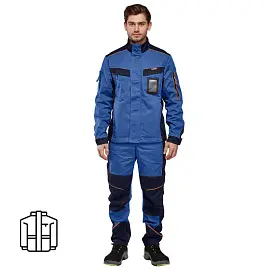 Куртка рабочая летняя мужская Nайтстар Алькор ИТР со светоотражающим кантом синяя (размер 52-54, рост 182-188)