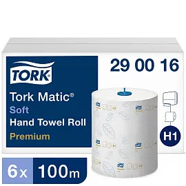Полотенца бумажные в рулонах Tork 290016 Premium Soft Н1 2-слойные 6 рулонов по 100 метров
