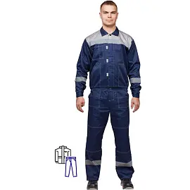 Костюм рабочий летний мужской л20-КБР с СОП синий/серый (размер 60-62, рост 158-164)