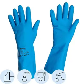 Перчатки КЩС нитриловые Scaffa Практик Cem N38 синие (размер 7)