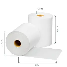 Чековая лента из термобумаги Promega 57 мм (диаметр 38-40 мм, намотка 23 м, втулка 12 мм, 7 штук в упаковке) (858922)